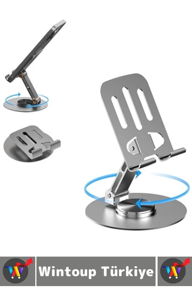 Dayanıklı Kaymaz Dik Yatay Kullanım 360 Derece Dönebilir Katlanabilir Masaüstü Tablet Telefon Tutucu - Resim 5