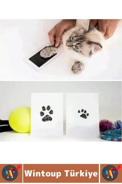 Premium İki Kullanımlık Mürekkepsiz Baskı Evcil Hayvan Kedi Köpek Pati İzi Fotoğraf Çerçevesi Seti - Resim 2