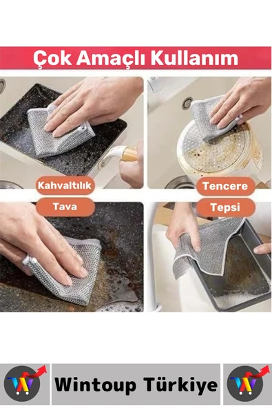 Premium Çizmez Mutfak Tezgah Fayans Yağ Kir Temizleyici Kolay Temizlenir Tencere Tava Ovma Bezi 2 Ad - Resim 3