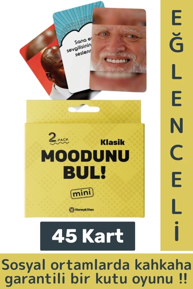 Eğlenceli Genç Yetişkin Özel Gün Arkadaş Yılbaşı Moodunu Bul Mini-Klasik Oyun Kartları 45 Kart ürün görseli