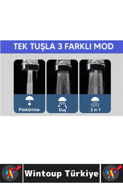 Tüm Musluklarla Uyumlu Banyo Mutfak Lavabo Yoğun Yumuşak Orta 3 Modlu Çok Fonksiyonlu Musluk Başlığı - 2