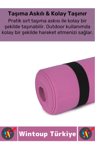 Taşıma Askılı Konforlu Su Geçirmez Kaymaz Pilates Aerobik Fitness Çadır Zemin Yer Minderi Kamp Matı - 6