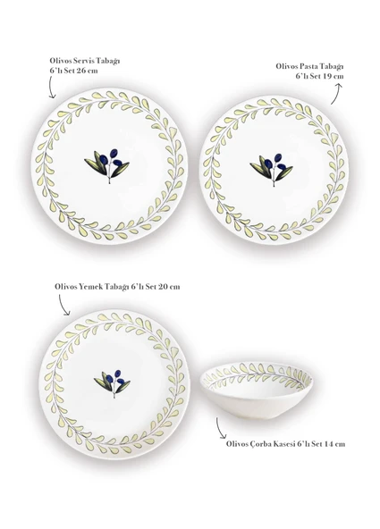 The Mia Olivos 6 Kişilik Yemek Takımı 24 Parça Set 2 - Resim 2