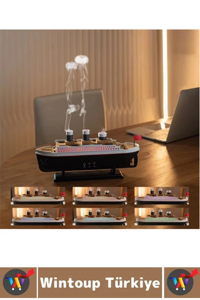 Premium RGB Aydınlatma Uzaktan Kumandalı Titanik Gemi Tasarım Gece Lambası Şık Oda Hava Nemlendirici - 6