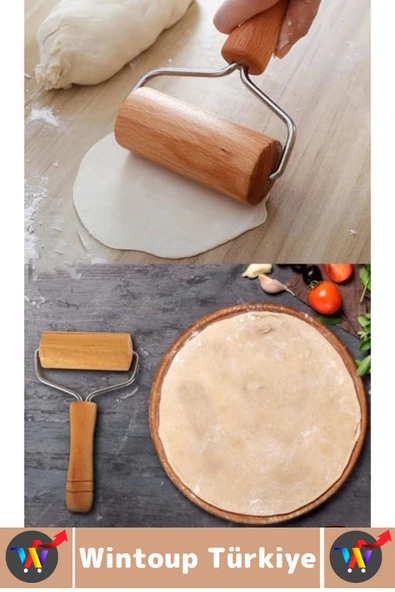 Ergonomik Kolay Tutuş Pizza Kurabiye Hamur Şekillendirici Hijyenik Doğal Ahşap Hamur Açma Rulosu - Resim 2