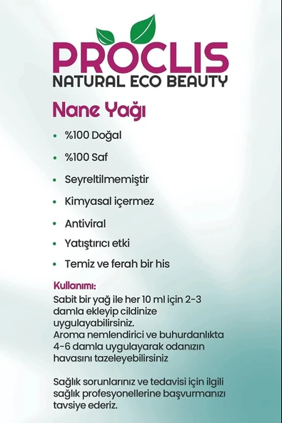 PROCLİS Nane Yağı, %100 Doğal Uçucu Yağ, Peppermint Oil, 3'lü Set 3x10 ml - 5