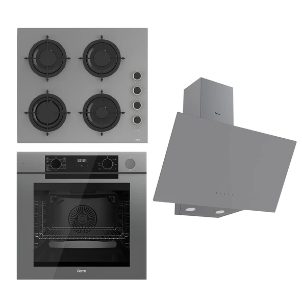 Ferre STEAMART-FRYART Serisi Gri Set (CS208-FA + QEP64CPR +D079 ) - Emaye Izgara / Kademeli Musluk ürün görseli 1