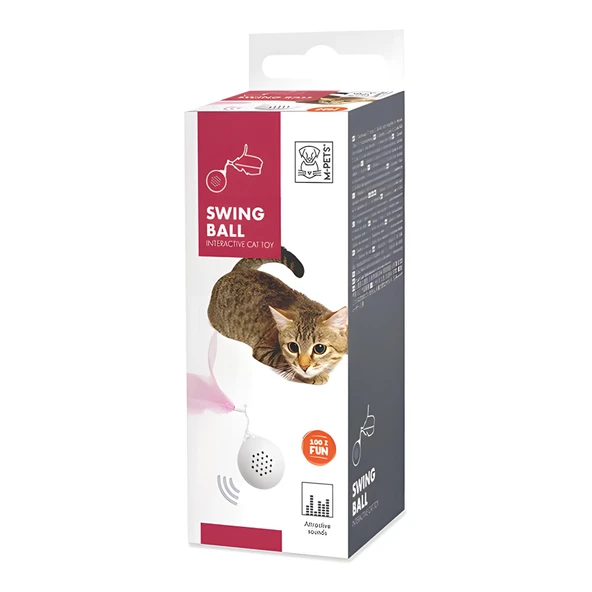 M-Pets Swing Ball İnteraktif Kedi Oyuncağı Beyaz - 2