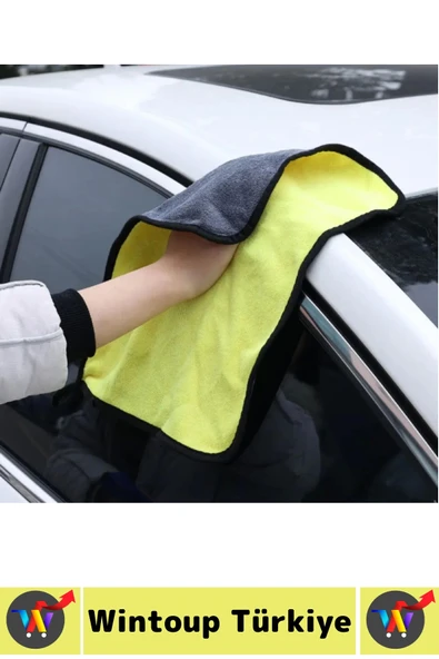 Araç İç Dış Temizleme Yüksek Emici Çift Katlı Yünlü Mikrofiber Araba Temizlik Bezi 50x70 Cm 2 Adet - Resim 4