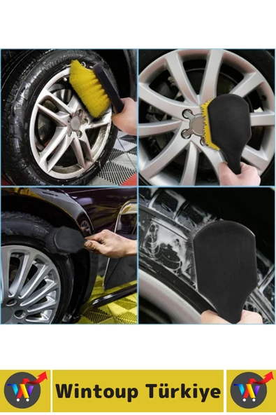 Ergonomik Oto Araç İç Dış Temizlik Yoğun Sert Kıl Otomobil Lastik Jant Kir Kalıntı Temizleme Fırçası - Resim 2