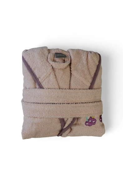 %100 Pamuklu Pudra Çocuk Bornozu - 2-4 Yaş - Yumuşak, Nefes Alabilir - 4