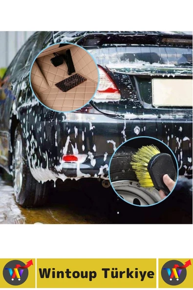 Ergonomik Oto Araç İç Dış Temizlik Yoğun Sert Kıl Otomobil Lastik Jant Kir Kalıntı Temizleme Fırçası - Resim 4