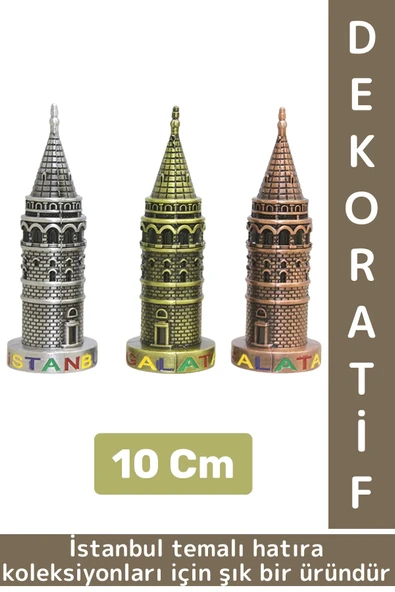 Dekoratif Obje Biblo Süs İstanbul Hatıra Koleksiyon Hediyelik Çok Şık Minyatür Galata Kulesi 10 Cm