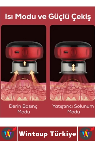 Premium Seri Taşınabilir Ev Ofis Seyahat 6 Isı/Güç Modlu LCD Ekranlı Elektronik Vakum Hacamat Aleti - 3