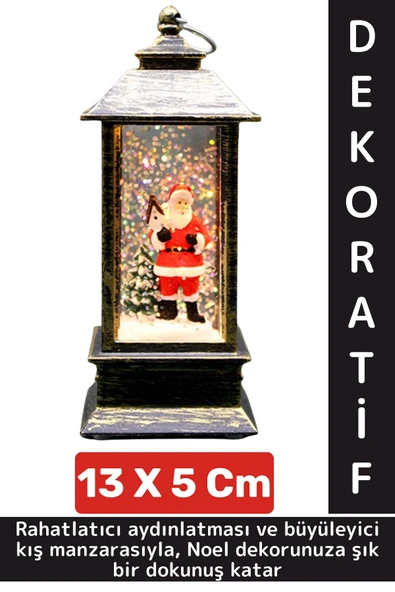 Dekoratif Hediyelik Ev Ofis Christmas Yılbaşı Noel Tema Şık Noel Babalı Işıklı Kar Küresi 12 X 5 Cm ürün görseli