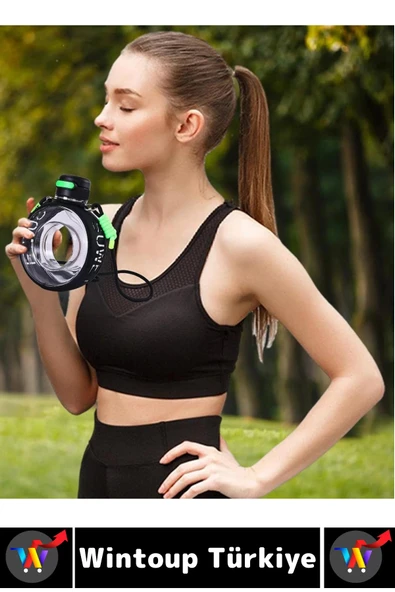 Premium Ergonomik Sızdırmaz Kapak Omuz Askılı Spor Okul Ofis Çok Şık Estetik Su Matarası 750 ML - 5