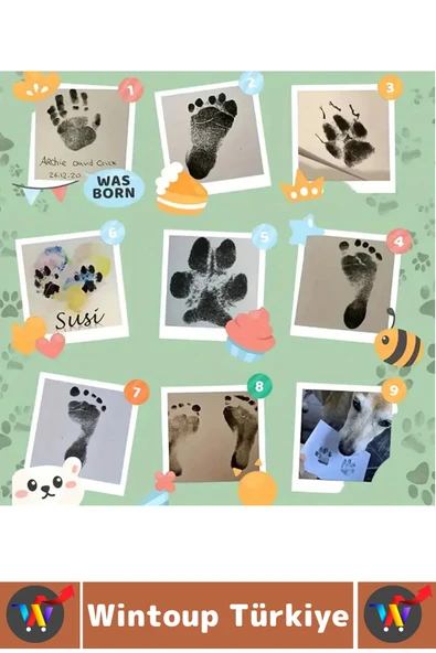 Premium İki Kullanımlık Mürekkepsiz Baskı Evcil Hayvan Kedi Köpek Pati İzi Fotoğraf Çerçevesi Seti - Resim 4