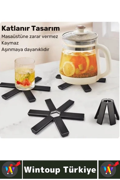 Yüksek Isıya Dayanıklı Kaymaz Yapışmaz Tencere Tava Masa Tezgaha Zarar Vermez Katlanabilir Nihale - Resim 4