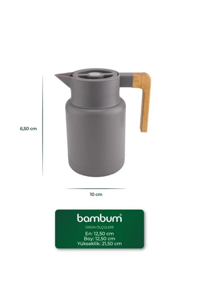 Bambum Yasuo - Çelik Termos Gri 1.5L - Resim 4