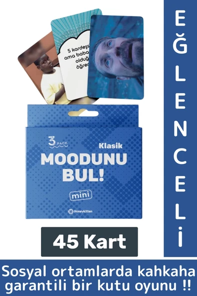 Eğlenceli Genç Yetişkin Arkadaş Yılbaşı Özel Gün Moodunu Bul Mini-Klasik Oyun Kartları 45 Kart ürün görseli