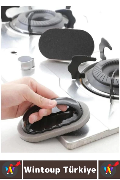 Ergonomik Mutfak Tencere Tava Zorlu Kirleri Sökücü Banyo Fayans Temizleyici Saplı Bulaşık Süngeri - Resim 2