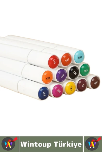 Yüksek Kaliteli Okul Hobi Sanat Çizim Canlı Renkli Çift Taraflı Marker Kutulu Boya Kalemi 12 Parça - 3