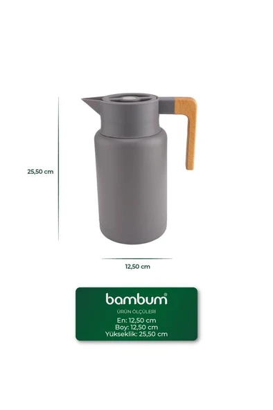 Bambum Yasuo - Çelik Termos Gri 2.0L - Resim 4