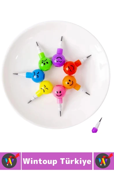 Eğlenceli Çocuk İlgi Çekici Okul Değiştirilebilir Uçlu Sevimli Emojili Yumurtlayan Kalem 4 Adet - 4