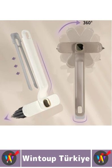 Ergonomik Zemin Derz Köşe Mutfak Banyo Zor Nokta Toz Kir Döner Başlıklı Cımbızlı Temizlik Fırçası - Resim 2