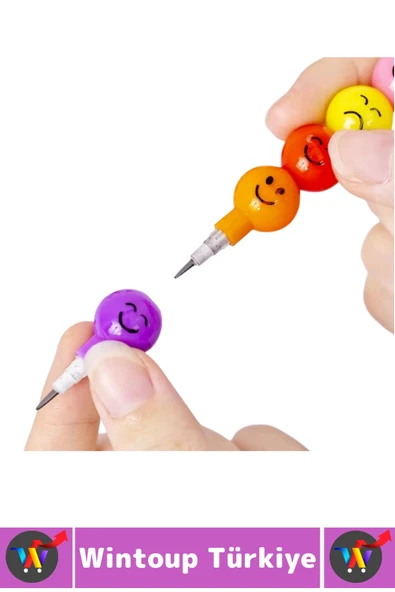 Eğlenceli Çocuk İlgi Çekici Okul Değiştirilebilir Uçlu Sevimli Emojili Yumurtlayan Kalem 4 Adet - 3