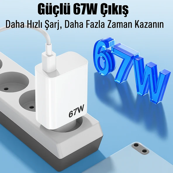 67W Turbo Sayaçlı Süper Hızlı Şarj Cihazı iPhone Samsung Xiaomi Laptop Uyumlu - 3