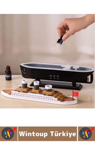 Premium RGB Aydınlatma Uzaktan Kumandalı Titanik Gemi Tasarım Gece Lambası Şık Oda Hava Nemlendirici - 5