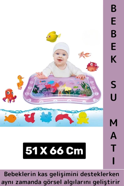 Premium BPA Free Bebek Aktivite Oyuncağı Emekleme Zamanı Yatak Minder Renkli Su Oyun Matı Pembe ürün görseli