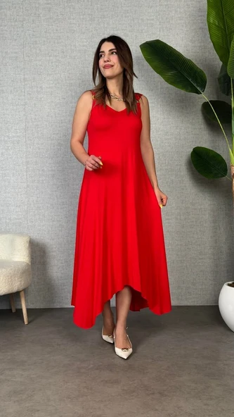 Kadın Omuz Askılı Toka Detay Maxi Boy Elbise - 3