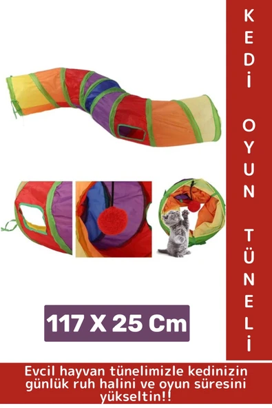 Premium Kedi Köpek Eğlenceli Oyuncak Sağlıklı Kokusuz Bağımsız Oyun Evcil Hayvan Tüneli 115 X 25 Cm ürün görseli
