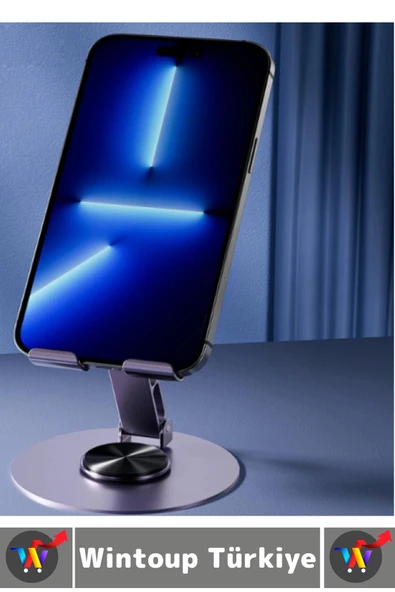 Dayanıklı Kaymaz Dik Yatay Kullanım 360 Derece Dönebilir Katlanabilir Masaüstü Tablet Telefon Tutucu - Resim 7