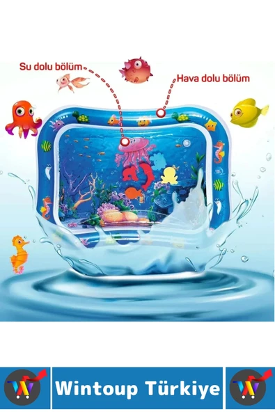 Özel Üretim BPA Free Bebek Aktivite Oyuncağı Emekleme Zamanı Yatak Minder Renkli Su Oyun Matı Mavi - 2