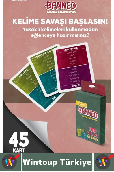 Eğlenceli Aile Arkadaş Okul Sosyalleşme Yaratıcılık Sözel Beceri Gelişimi Oyun Banned-Klasik 45 Kart - 2