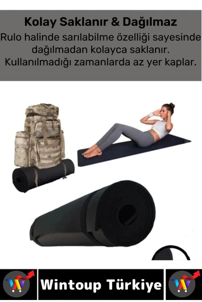Taşıma Askılı Konforlu Su Geçirmez Kaymaz Pilates Aerobik Fitness Çadır Zemin Yer Minderi Kamp Matı - 2
