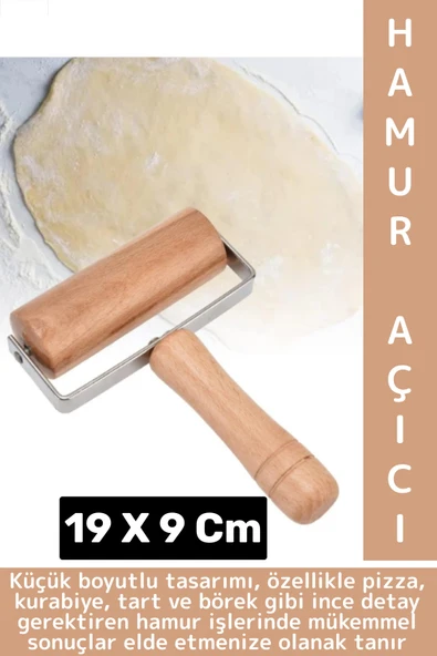 Ergonomik Kolay Tutuş Pizza Kurabiye Hamur Şekillendirici Hijyenik Doğal Ahşap Hamur Açma Rulosu ürün görseli