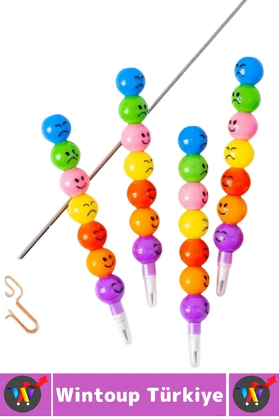 Eğlenceli Çocuk İlgi Çekici Okul Değiştirilebilir Uçlu Sevimli Emojili Yumurtlayan Kalem 4 Adet - 2