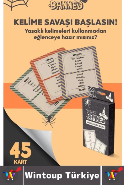 Eğlenceli Aile Arkadaş Okul Sosyalleşme Yaratıcılık Sözel Beceri Gelişimi Oyun Banned-Wizard 45 Kart - 2