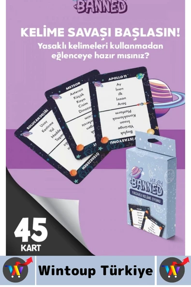 Eğlenceli Aile Arkadaş Okul Sosyalleşme Yaratıcılık Sözel Beceri Gelişimi Oyun Banned-Uzay 45 Kart - 2