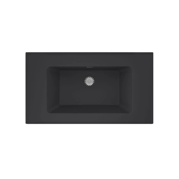 Real Stone ZENITH 80 Etajerli Antrasit Granit Banyo Lavabosu 80x45