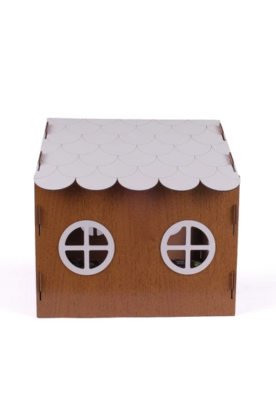 Ahşap Özel İsim Baskılı Dekoratif Köpek Evi-Kulübesi, Küçük Irk Köpekler İçin Kulübe, Köpek Kulübesi Kahverengi - 5