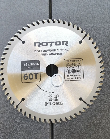 Ahşap kesme diski ROTOR 165*20/16 adaptörlü 60T - Resim 3