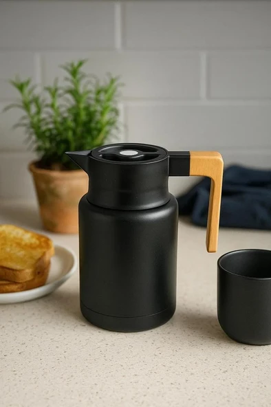 Bambum Yasuo - Çelik Termos Siyah 1.5L - Resim 2