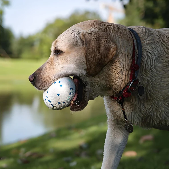 M-Pets Bloom Rugby Oyun Topu Parçalanmaz Beyaz Mavi - 3