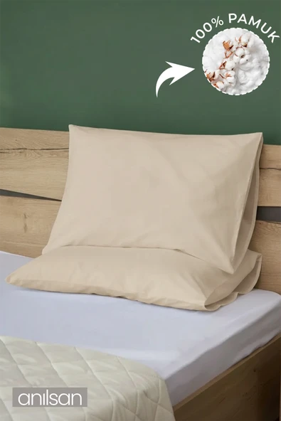 2'li Bej Yastık Kılıfı – 50x70 Cm, %100 Pamuk,63tel