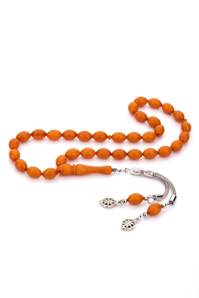 Gündelik Kullanıma Uygun Kahve Renk Toz Kehribar Tesbih - 2